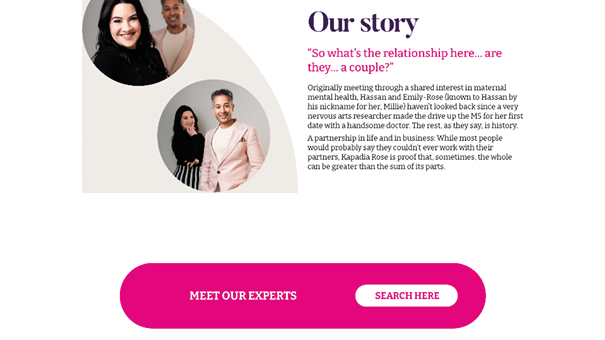 : Homepage for medico-legal psychiatric reporting firm Kapadia Rose with branding and CTA