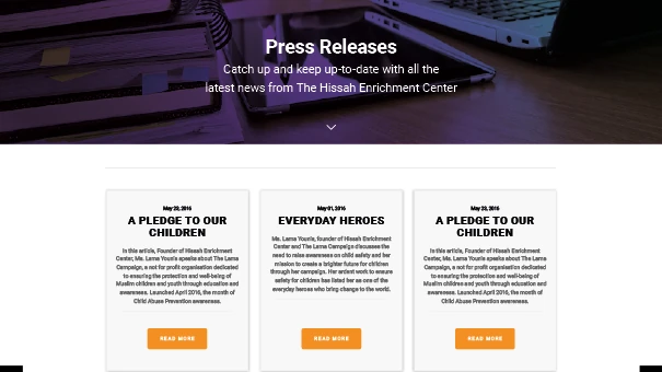 Press release and article layout from Hissah Enrichment Center website