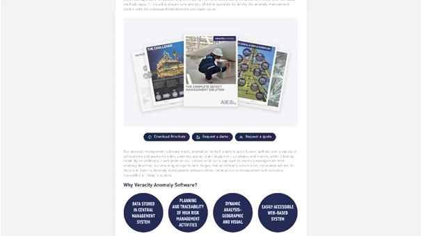 Website section focused on reliability engineering and maintenance for energy assets