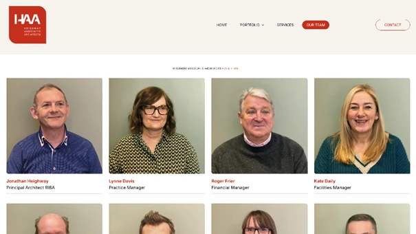 Portraits of architects and practice managers at UK RIBA registered architecture firm.