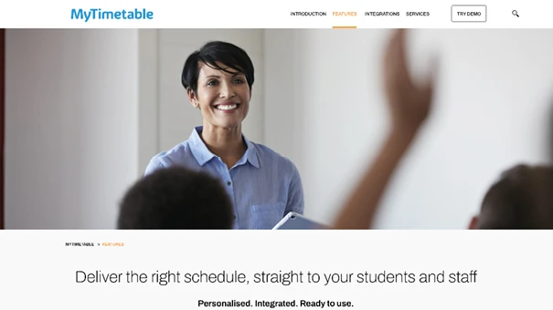 Teacher presenting MyTimetable’s key features in a classroom setting
