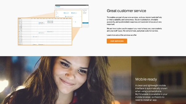 Feature cards showcasing sync and opt-in/out features in a student SaaS platform