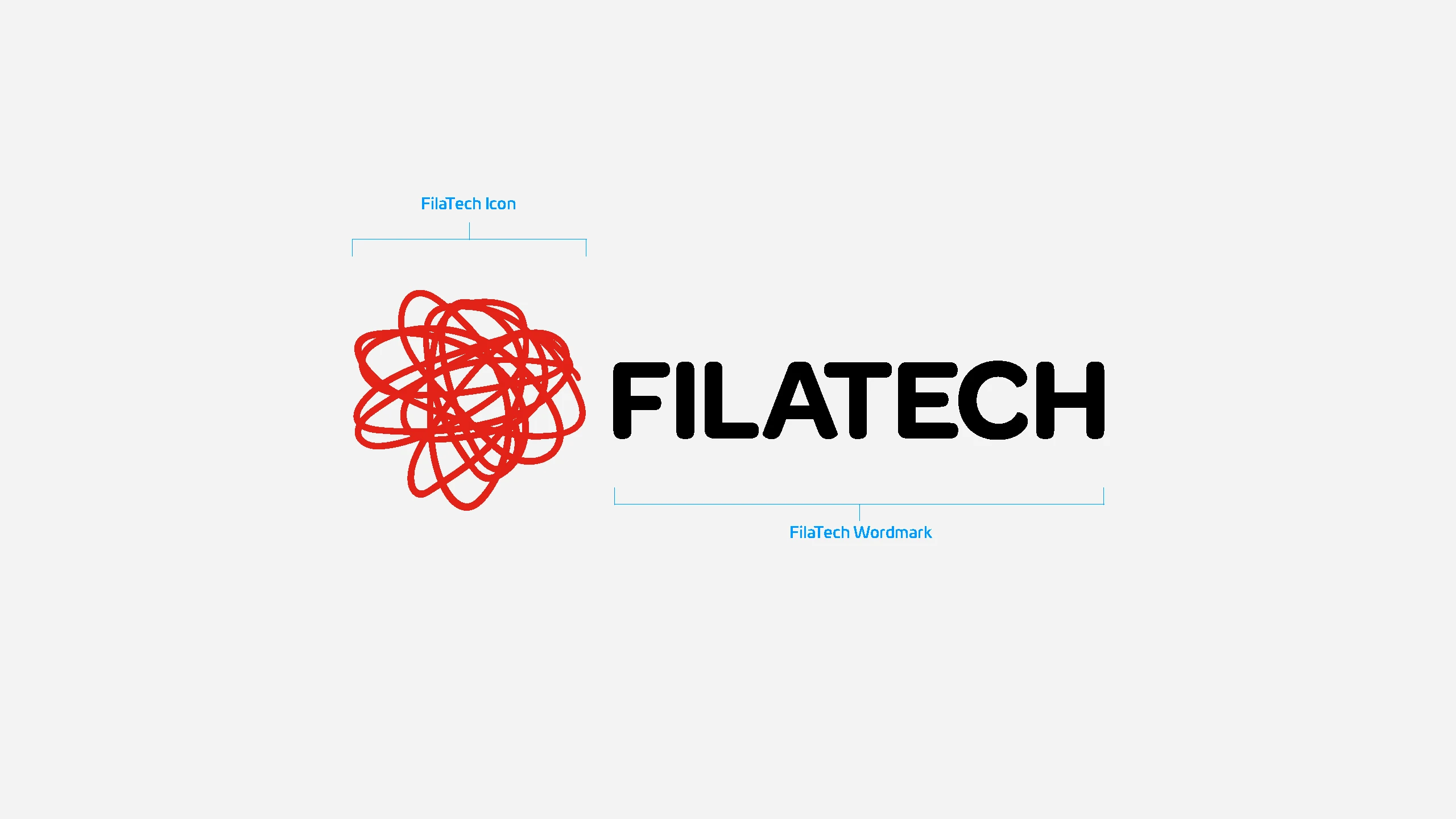 Filatech logo icon and wordmark construction for 3D printing brand identity