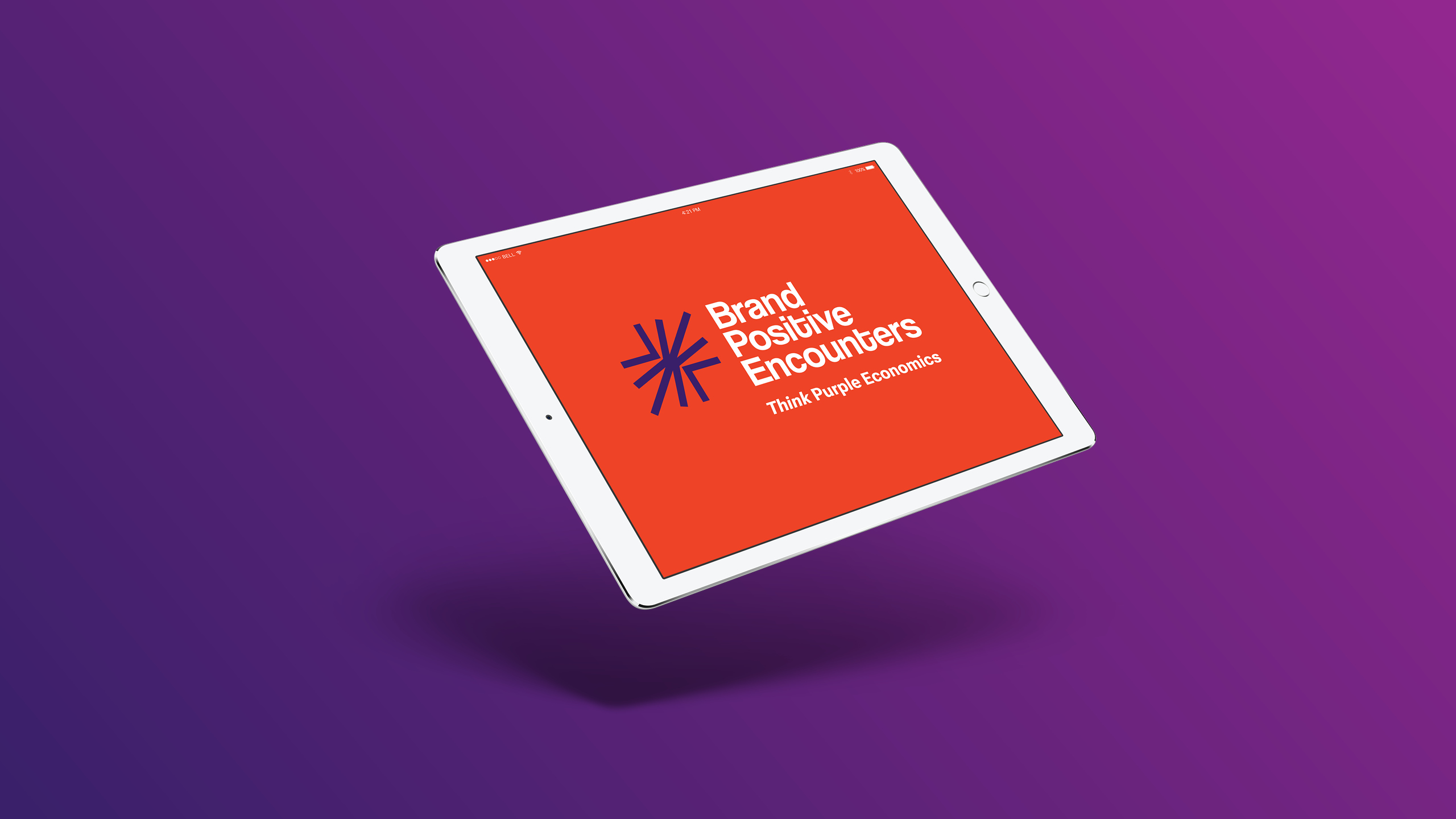 Brand Positive Encounters brand identity displayed on tablet device