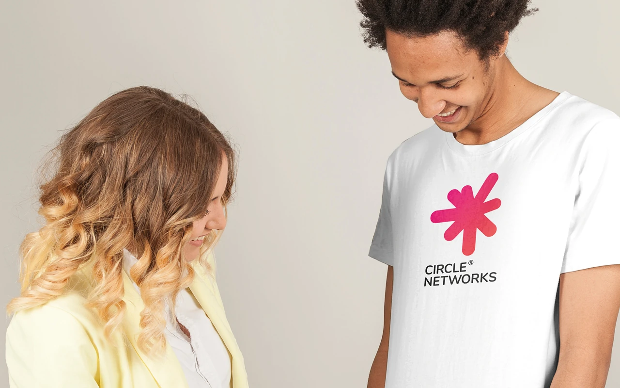 Circle Networks logo printed on white T-shirt