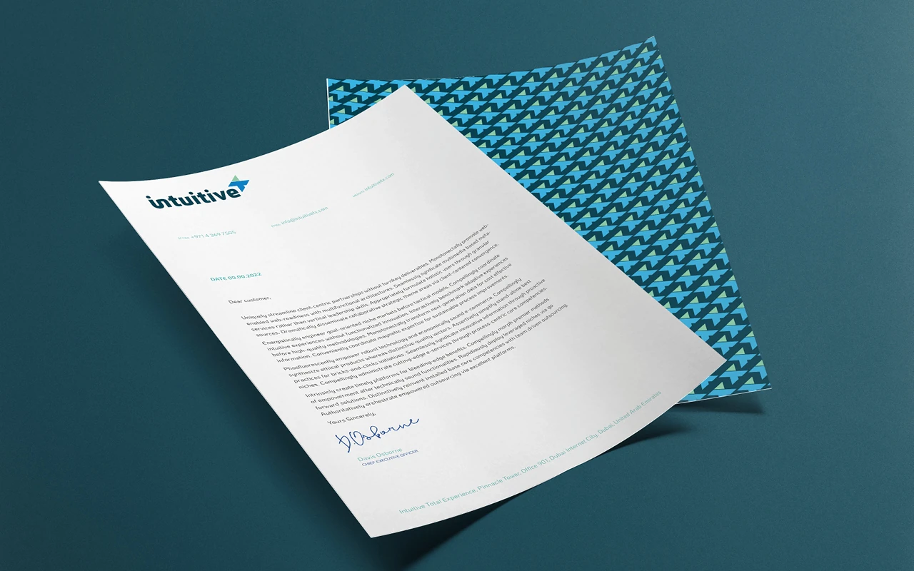 Corporate letterhead design for Intuitive TX telecom provider brand