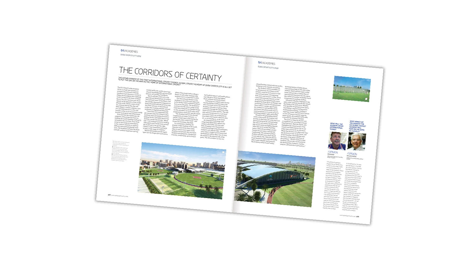 Dubai Sports City academies feature spread in corporate brochure