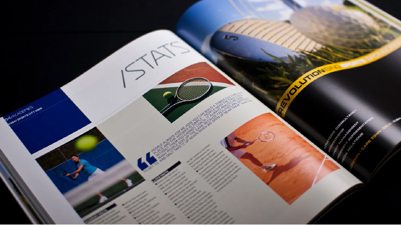 Dubai Sports City statistics and infographic spread design