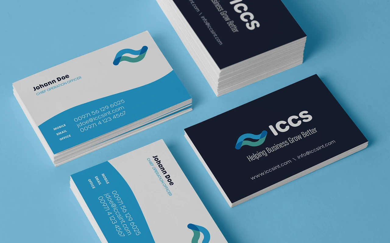 ICCS business card design from the contamination control brand identity project