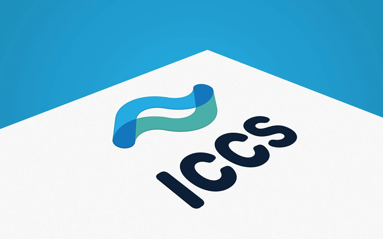 Close-up of ICCS logo and brand symbol used in contamination control services branding