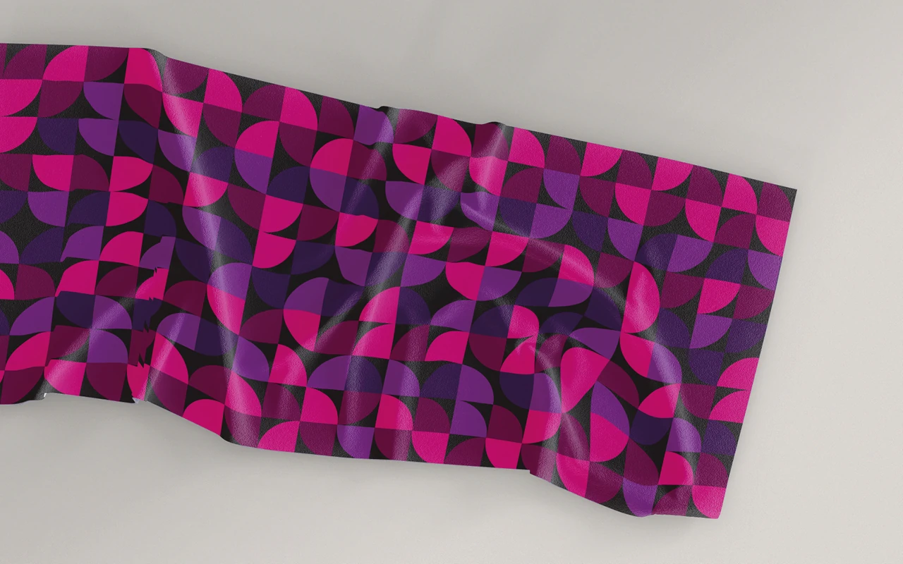 Kapadia Rose geometric brand pattern shown on a fabric texture.