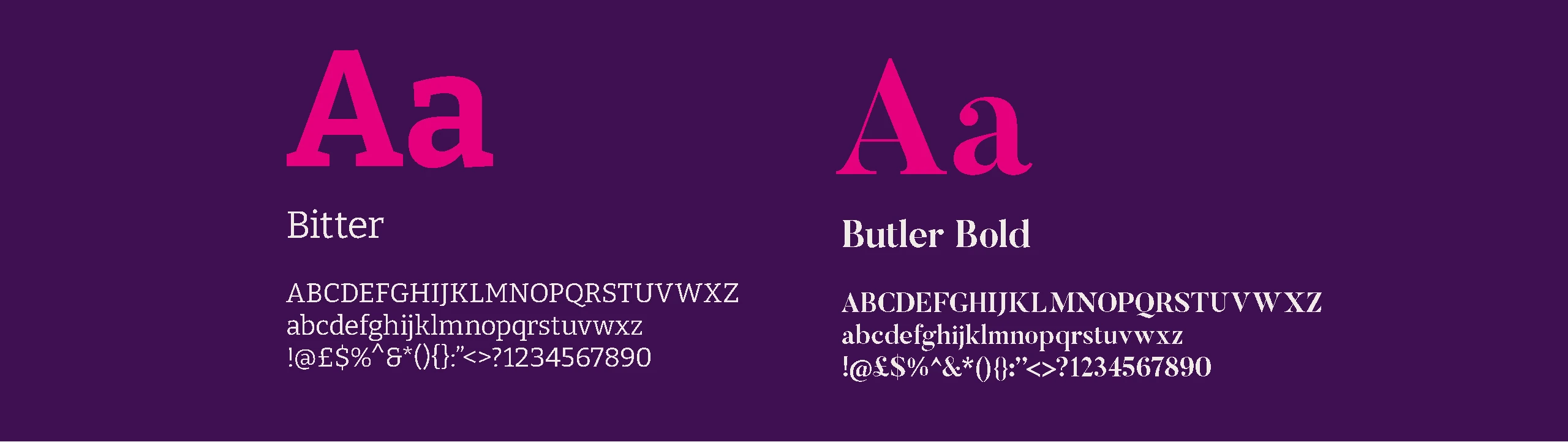 Typography display showing Bitter and Butler Bold typefaces for Kapadia Rose.
