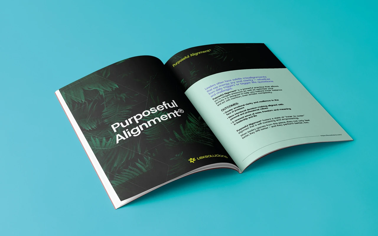 Open LexSolutions brochure showing Purposeful Alignment content layout