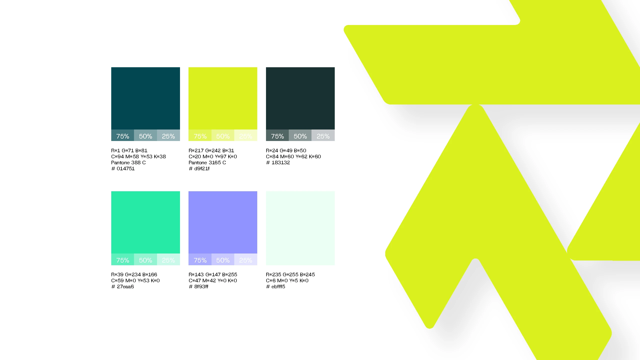LexSolutions brand colour palette with RGB CMYK and hex values