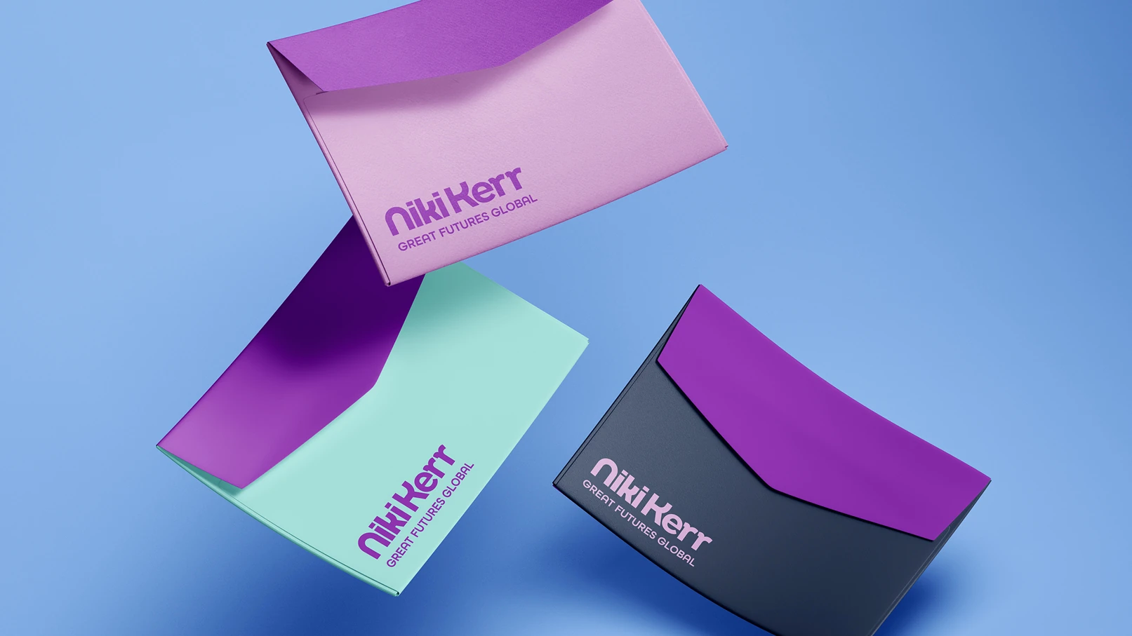 Niki Kerr branded envelopes and corporate stationery design